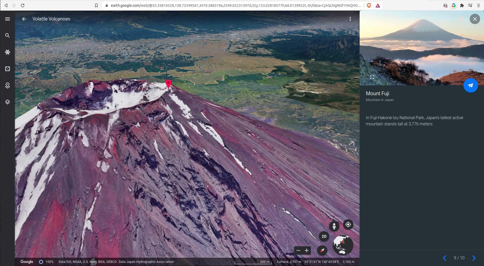 A volcano in Google Earth