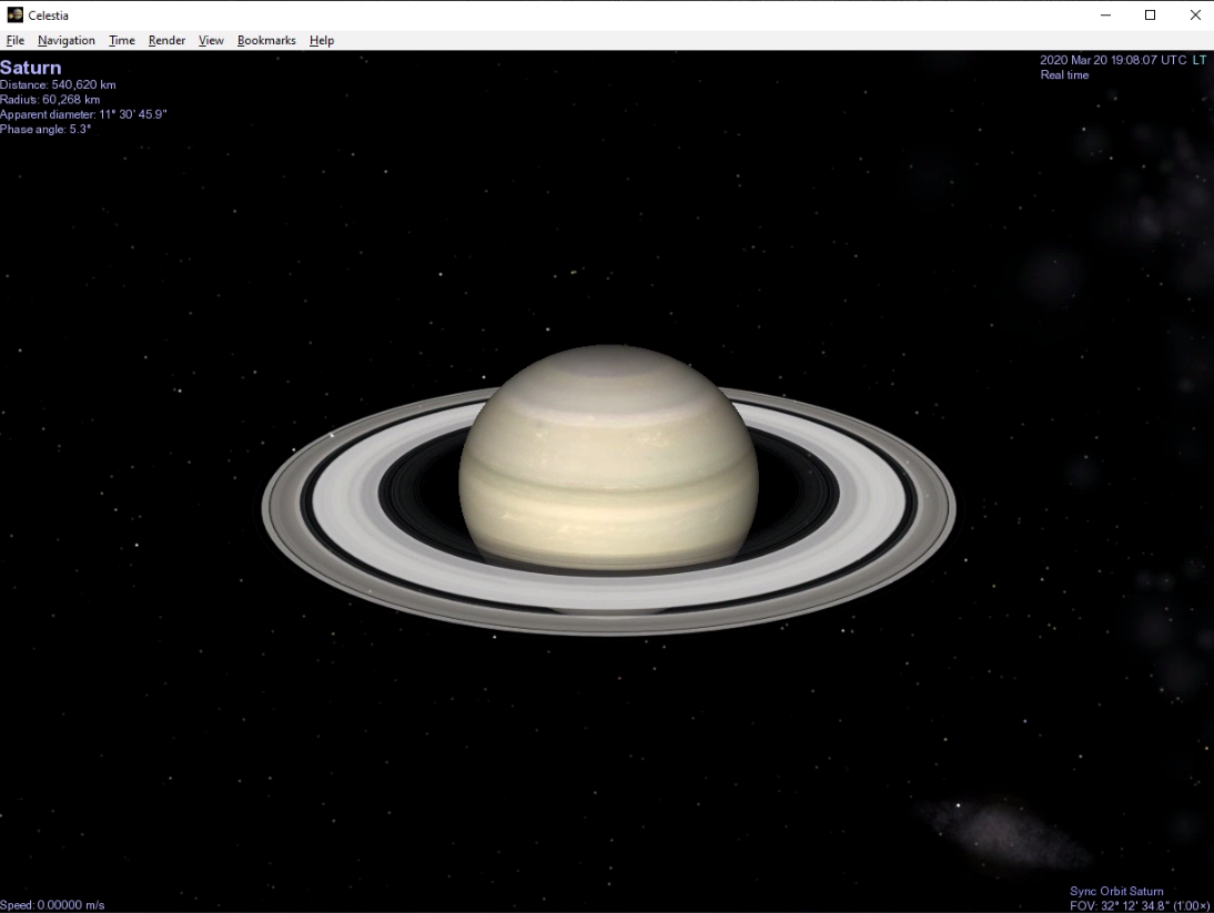 Saturno visto utilizando Celestia