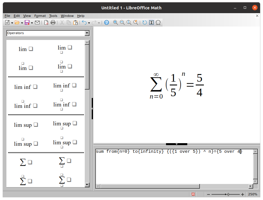 LibreOfficeMath is a formula editor you can use to create or edit formulas