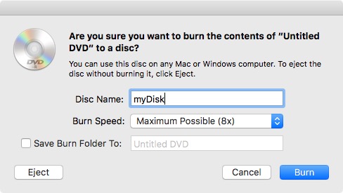 Grabar un CD de datos en macOS