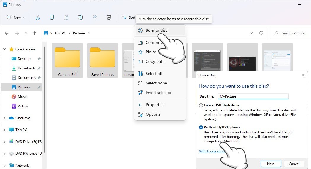 Burning a Data CD on Windows