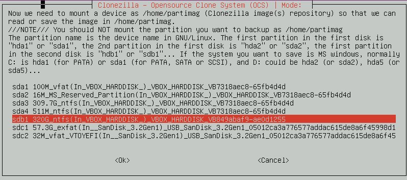 How to use Clonezilla to create an image